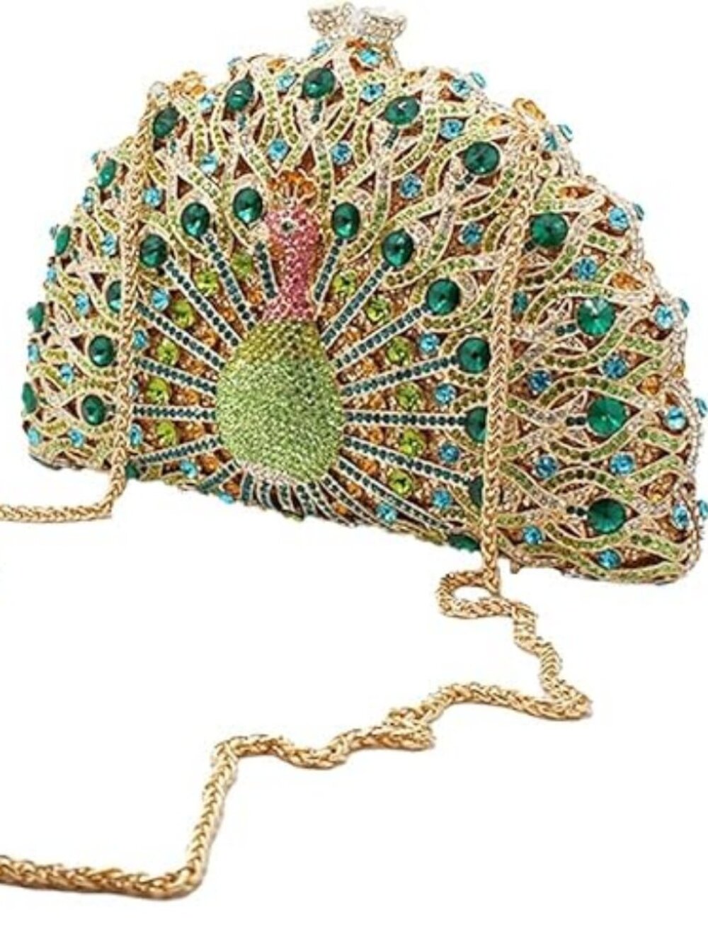 Women’s Peacock Crystal Clutch Purse – Luxury Rhinestone Evening Handbag Wedding